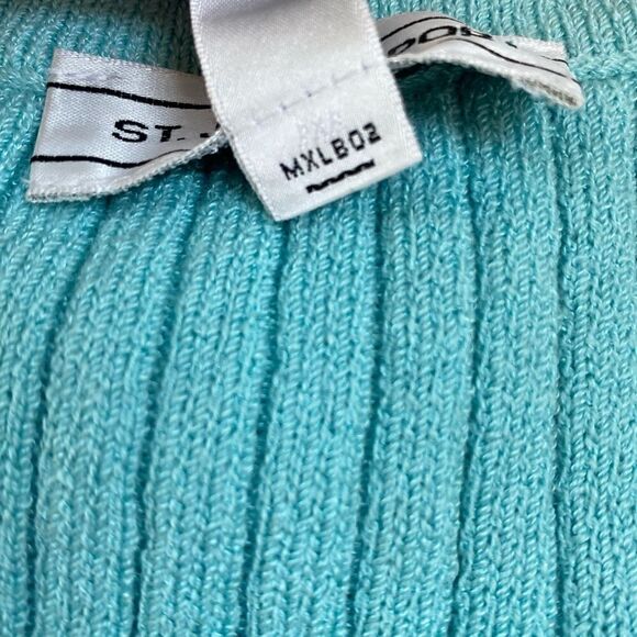 ST. John Sport Blue Green Ribbed Stretch Knit Short Sleeve Dress Dress | Small - Picture 15 of 15